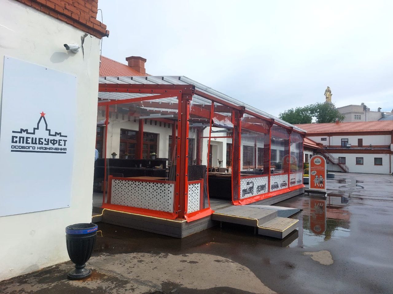 ПВХ шторы для летней террасы кафе в Масловой Пристани